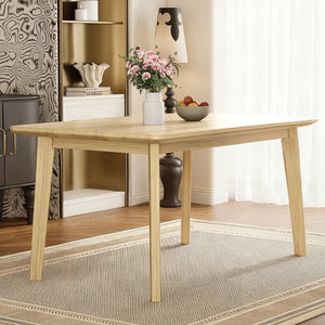 English Elm Rustic Minimalist Rubberwood Dining Table with Tapered Legs for Small Apartment Spaces Natural N752P368503A