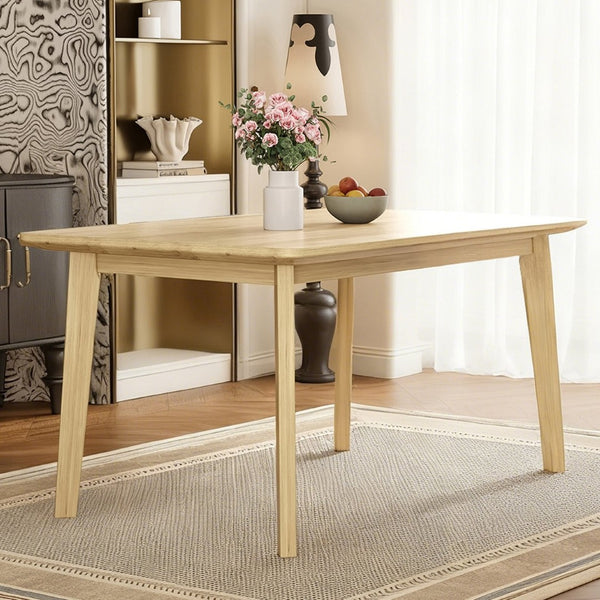 English Elm Rustic Minimalist Rubberwood Dining Table with Tapered Legs for Small Apartment Spaces Natural N752P368503A