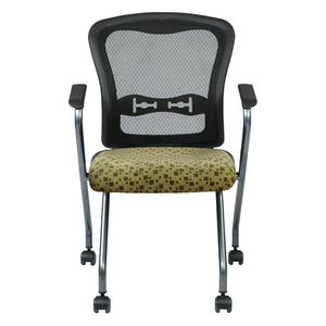OSP Home Furnishings Deluxe Pro-line Ii Folding Nesting Armchair with Mesh Back and Lumbar Support Kiwi 84440-K109
