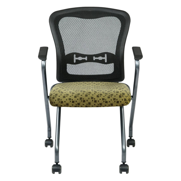 OSP Home Furnishings Deluxe Pro-line Ii Folding Nesting Armchair with Mesh Back and Lumbar Support Kiwi 84440-K109