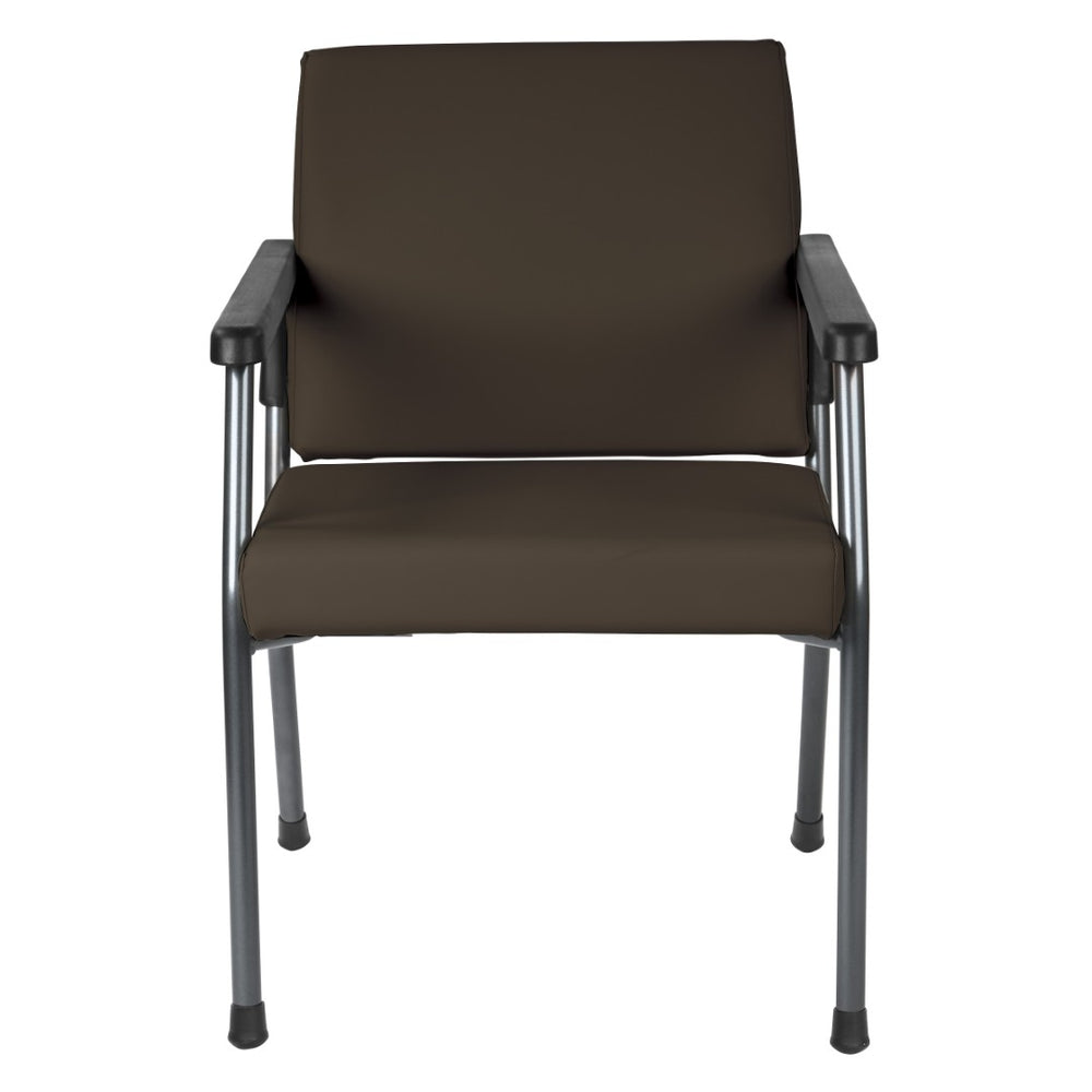 OSP Home Furnishings Bariatric Guest Chair with Reinforced Metal Frame and Pu Arm Pads for Medical Waiting Rooms Java And BC9601-R102