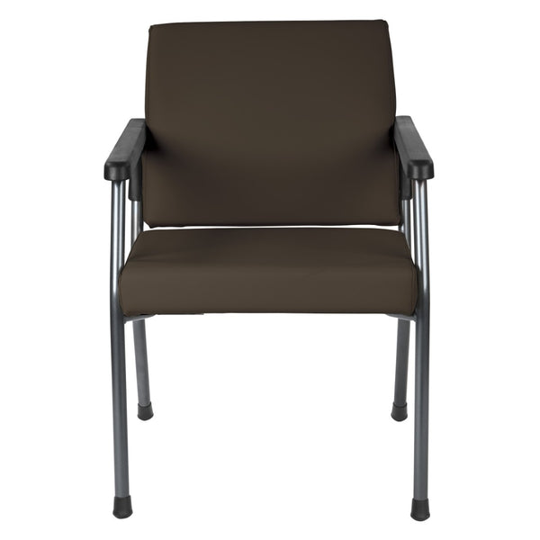 OSP Home Furnishings Bariatric Guest Chair with Reinforced Metal Frame and Pu Arm Pads for Medical Waiting Rooms Java And BC9601-R102