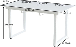 English Elm white Extendable Dining Table with Metal Legs — Modern Space-Saving MDF Top, Adjustable Length, Durable Design W234P181671