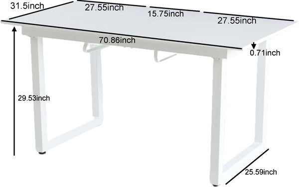 English Elm white Extendable Dining Table with Metal Legs — Modern Space-Saving MDF Top, Adjustable Length, Durable Design W234P181671