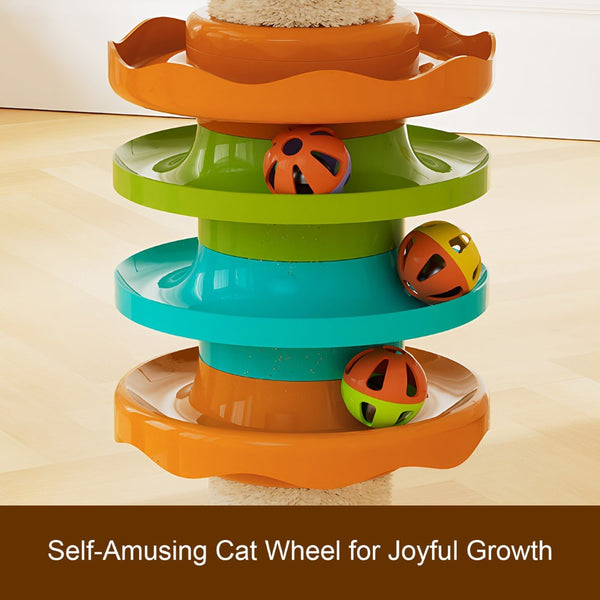 English Elm Floor to Ceiling Tension Mount Cat Tower with Sisal Post Hammock and Wood Condo Cave W3101P384990