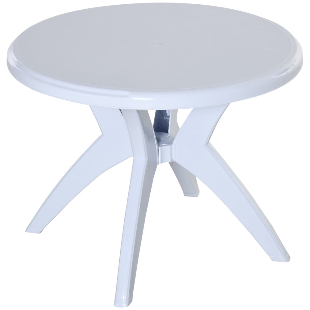 English Elm Outsunny Round Plastic Outdoor Bistro Table with Umbrella Hole for Patio Garden W2225P174360