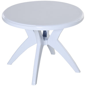 English Elm Outsunny Round Plastic Outdoor Bistro Table with Umbrella Hole for Patio Garden W2225P174360