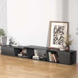 English Elm Highboy Media Console with Led Lighting Fluted Panels and Storage for Living Room T3773P416495