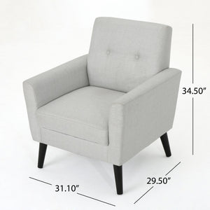 English Elm Christopher Knight Home® - CLUB Vintage-Inspired Fabric Club Chair with Nailhead Trim & Scroll Arms, Birch Legs, Contemporary Comfort LIGHT GREY 31.5 L x 27.75 W x 18.5 H 60848.00LGRY
