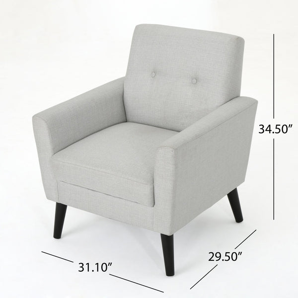 English Elm Christopher Knight Home® - CLUB Vintage-Inspired Fabric Club Chair with Nailhead Trim & Scroll Arms, Birch Legs, Contemporary Comfort LIGHT GREY 31.5 L x 27.75 W x 18.5 H 60848.00LGRY