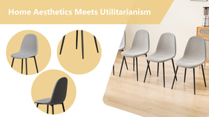 English Elm Dining Chairs Set of 4 Linen Padded High Back Dining Chairs with Sturdy Black Metal Legs, Ergonomic Comfort - Beige/Grey/Black, Easy Assembly W1727P237778