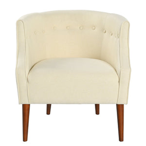 English Elm Christopher Knight Home® - Modern Club Chair Beige Upholstered Tub with Button-Tufted Back, Tonal Piping & Birch Legs — Mid-Century Accent Elegance (30" L x 27" W x 22" H) N767P266718B