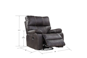 English Elm Wallace & Bay - Gray Gray Swivel Gliding Recliner with Rustic Contemporary Dark Graphite Fabric, Easy-Care Comfort, 40"W B361P384418