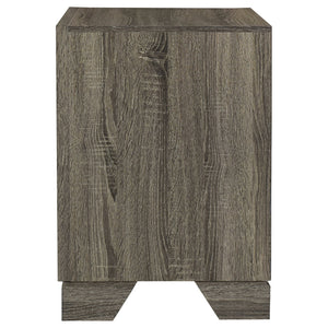 English Elm Funston Brown Oak Nightstand with 2 Drawers, Tapered Legs & Metal Bar Handles for Organized Style B062P375571