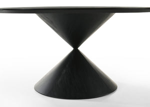 English Elm Honorio Round Veneer Dining Table Ebony Pedestal Base Seats Six in Style B2749S00252