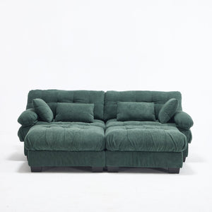 English Elm U Shaped Modular Sectional Sofa Flannelette Cloud Couch Deep Seat Plush Living Room Green W2120S00027