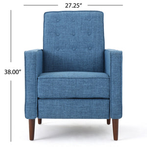English Elm Christopher Knight Home® - Fabric Recliner Chair Mid-Century Modern Pushback Single Sofa with Tufted Cushion, Birch Legs, Cozy Comfort Blue 60741.00MBLU