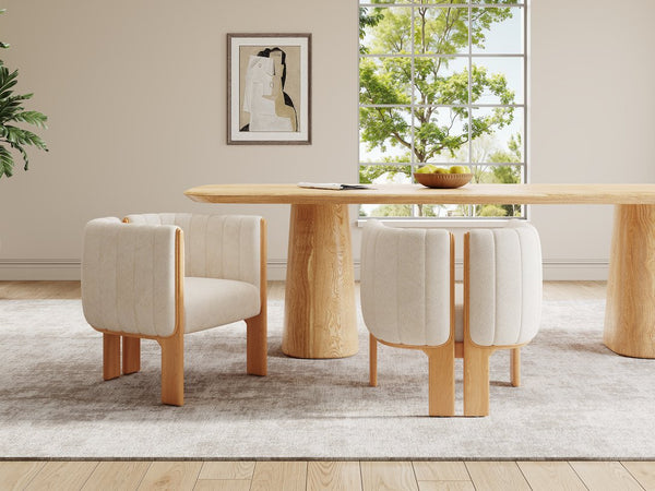 English Elm Christopher Knight Home® - Dining Chairs Set of 2 | Modern Bouclé Upholstered Seating with Rubberwood Frame, Durable 225lb Capacity Beige,Natural N779P341494B