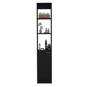 English Elm Linen Marion Black Engineered Wood Bathroom Cabinet with Open Shelves & Concealed Storage, Durable Design B092P191188