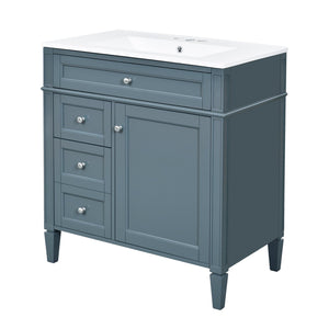 English Elm 30'' Modern Bathroom Vanity With Ceramic Sink, 3 Drawers & Cabinet Storage For Organized Elegance N710P206904M