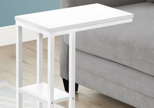 English Elm Accent Table - C-Shaped Modern Design For Living Room & Bedroom, White Marble Top & Metal Frame B2710P219402