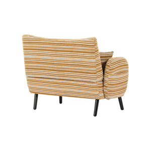 English Elm Modern tufted two-seater sofa with boucle upholstery, tapered legs, storage pockets and plush comfort for small spaces and offices Mustard yellow W395P376588
