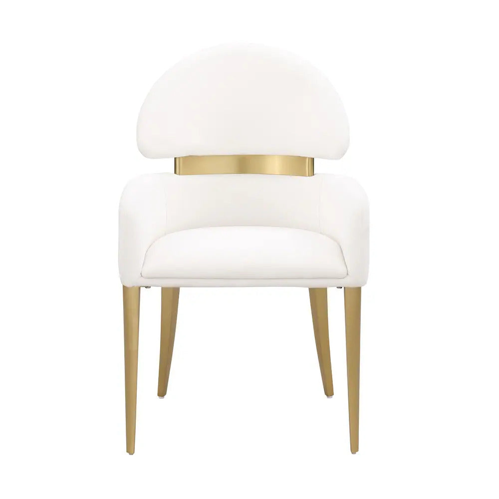 English Elm Contemporary Northall Arm Chair with Sleek Upholstery and Minimalist Profile for Modern Dining Spaces Gold,White 31 L x 21 W x 24 H B2741P404845