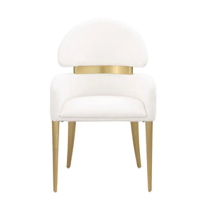 English Elm Contemporary Northall Arm Chair with Sleek Upholstery and Minimalist Profile for Modern Dining Spaces Gold,White 31 L x 21 W x 24 H B2741P404845
