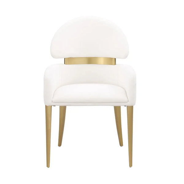 English Elm Contemporary Northall Arm Chair with Sleek Upholstery and Minimalist Profile for Modern Dining Spaces Gold,White 31 L x 21 W x 24 H B2741P404845