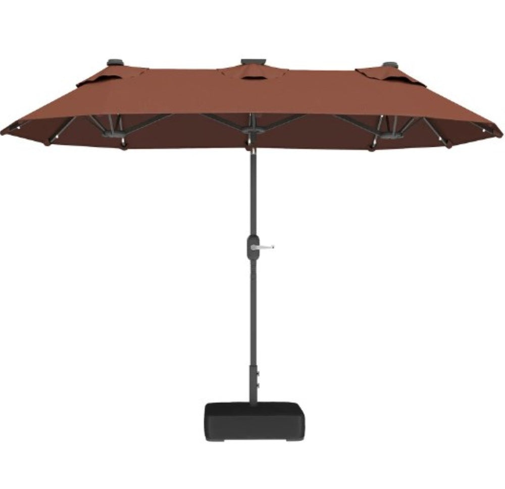 English Elm Spacious Solar Led Patio Umbrella with Double Canopy Vents and Push Tilt T3971P427156