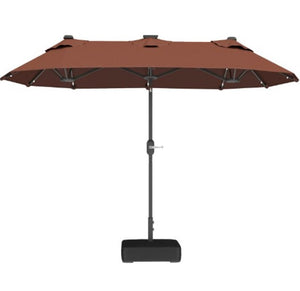 English Elm Spacious Solar Led Patio Umbrella with Double Canopy Vents and Push Tilt T3971P427156