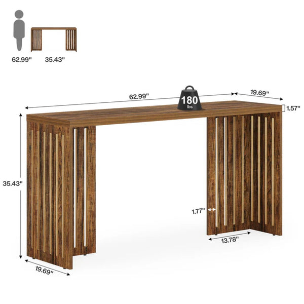 English Elm Bar Table Two Tier Industrial Metal Frame Open Shelf Home Kitchen Entertaining Stand T3971P450247