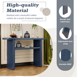 English Elm Trexm Elegant Minimalist Console Table With Rounded Edges and Sturdy Shelf Design For Entryway, Living Room(Navy)