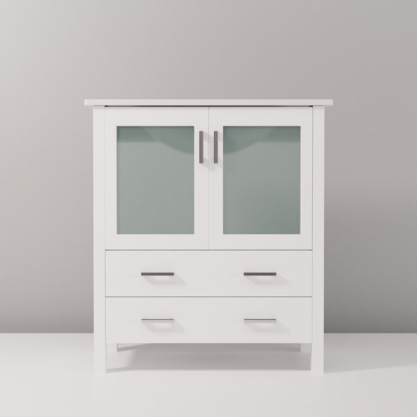 English Elm White Bath Vanity 30" W X 18.25" D – Modern Design With Soft-Close Doors & Durable Ceramic Top B2731P260419-GIGA