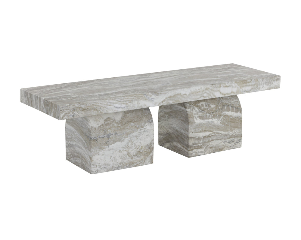 Sunpan Colohan Bench - Contemporary Marble-Look Design Crafted from Natural Concrete for Indoor & Outdoor Use