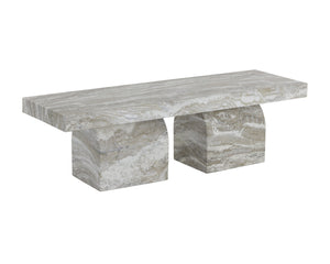 Sunpan Colohan Bench - Contemporary Marble-Look Design Crafted from Natural Concrete for Indoor & Outdoor Use