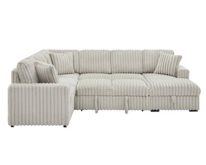 English Elm 122 Plush U-Shape Sectional Sofa Bed with USB Ports, Hidden Storage Chaise & Spacious Armrest Comfort khaki W1417S00080