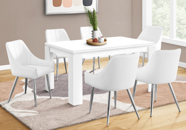 English Elm Dining 60" Rectangular White Laminate Dining Table for 6 — Thick Panel MDF, Block Legs, Modern Chic B2710P286985