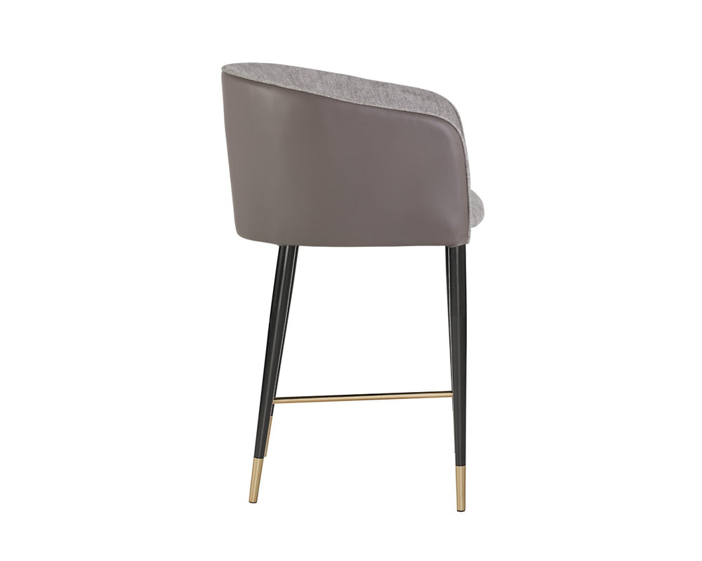 Sunpan ASHER Counter Stool - Stylish Flint Grey Fabric & Napa Taupe Faux Leather for Modern Spaces 104919