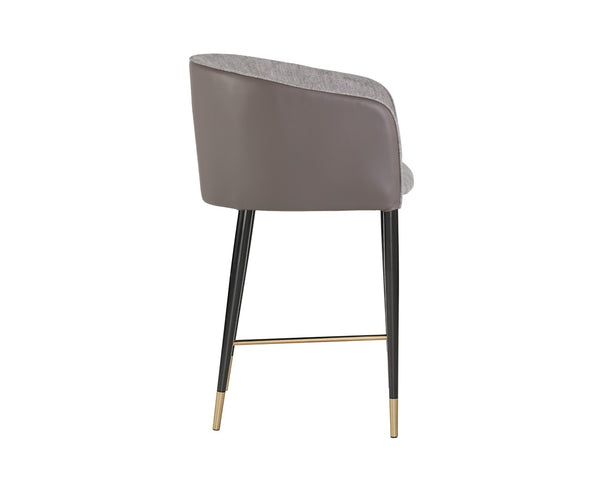 Sunpan ASHER Counter Stool - Stylish Flint Grey Fabric & Napa Taupe Faux Leather for Modern Spaces 104919