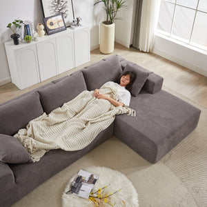 English Elm Modern Chenille Modular Sectional Sofa Set - Stylish L-Shaped Couch With Right Chaise & 6 Pillows W834P240002