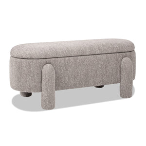 English Elm Jennifer Taylor Home - Hugo 49" Oval Fully Upholstered Storage Bench in Moss Boucle — Cozy sherpa-like texture, chic modern style, versatile seating and hidden storage (50" L x 19" W x 15" H) Brown B2719P238469
