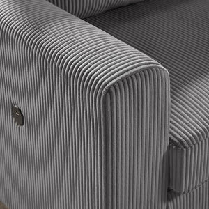 English Elm Rowan 107" Dark Gray Corduroy Sectional Sofa with Right Chaise, USB & USB-C Ports, Storage Ottoman B061S00922