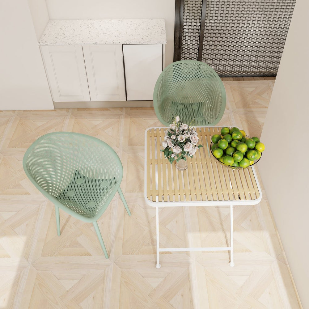 English Elm 2-Pack Modern Lounge Chairs with UV-Resistant PP, Mesh Weave Comfort, Lightweight & Easy-Care Design Pale Green W3450P323316