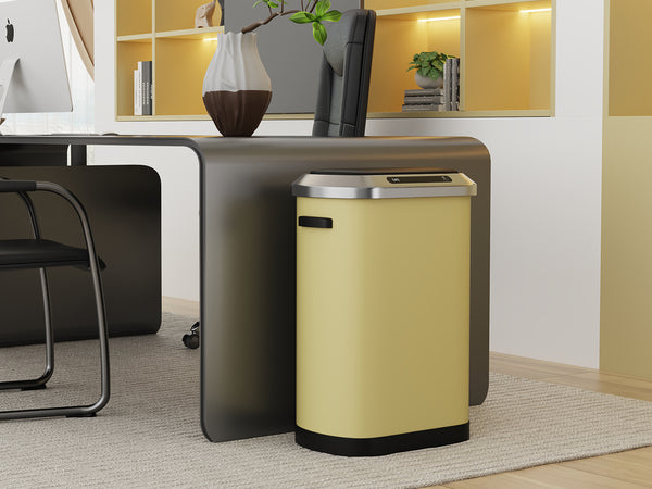 English Elm 50L Smart automatic Trash Can with Silent Slow-Close Lid, Motion Sensor, Durable 0.45mm Steel Body Yellow W1550P247984
