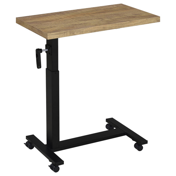 English Elm Geary Mango Height-Adjustable Mobile C-Table with Hand Crank, Locking Casters, Slim C-Base for Bedside Use B062P375562