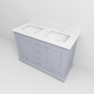 English Elm Dark Grey Double Bath Vanity 48" W x 22" D with Cultured Marble Top, Soft-Close Drawers & Storage B2731P258330