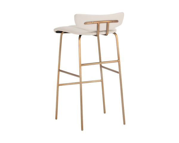 Sunpan LORELEI Barstool - Chic Dillon Cream Upholstered Seating with Gold Frame for Modern Dining Spaces 105701