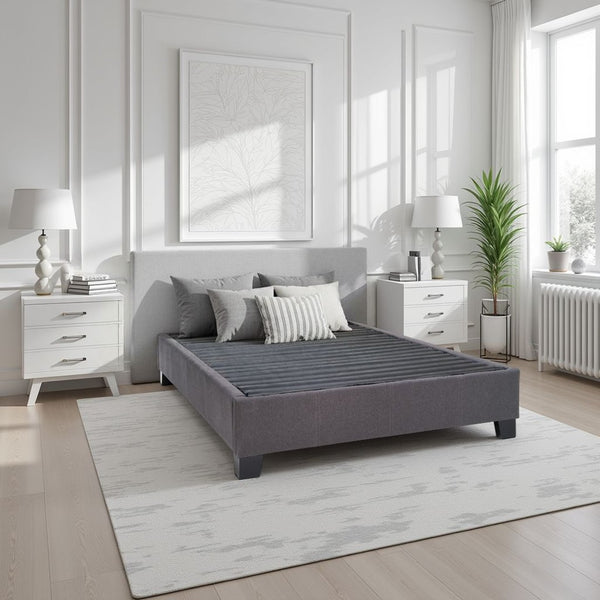 English Elm Modern Low Profile King Platform Bed Base Upholstered in Soft Polyester Fabric Grey B108P468538