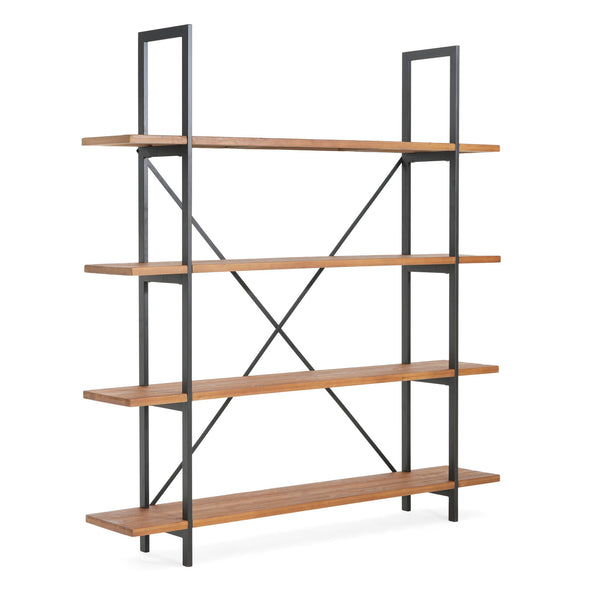 English Elm Christopher Knight Home® - BOOKCASE Industrial Antique Black Metal & Firwood Etagere Bookshelf with X-Frame Iron Support, 79.25"L N771P239470G